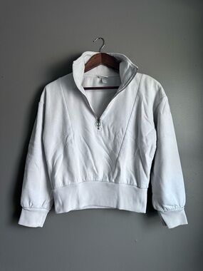 A New Day Quarter Zip Sweatshirt – Size X-Small | Cream with Gold Detail